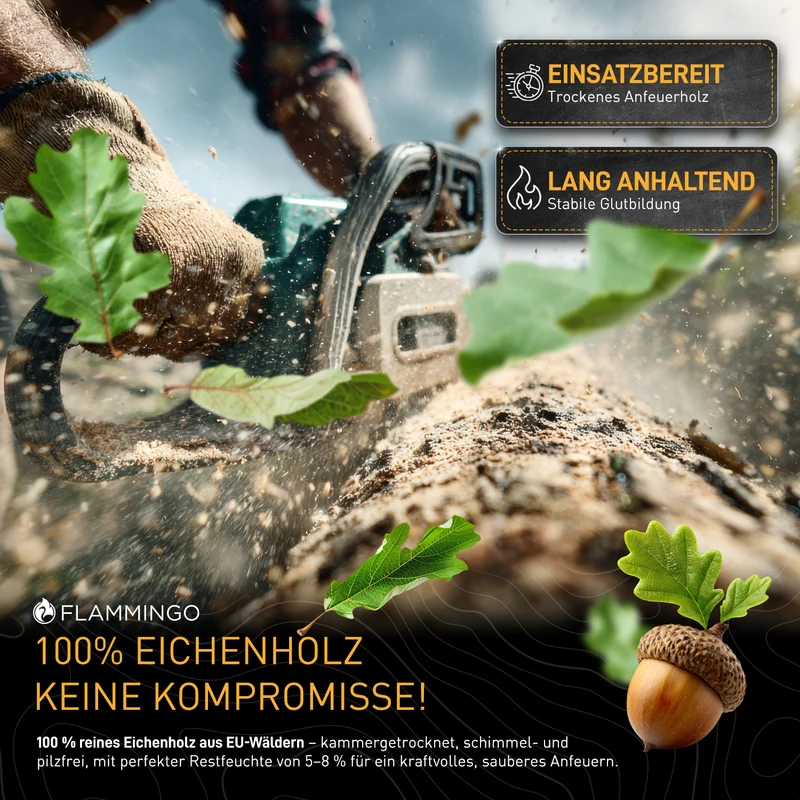 Flammingo® Anzündholz Eiche, 16cm im 30 kg Karton