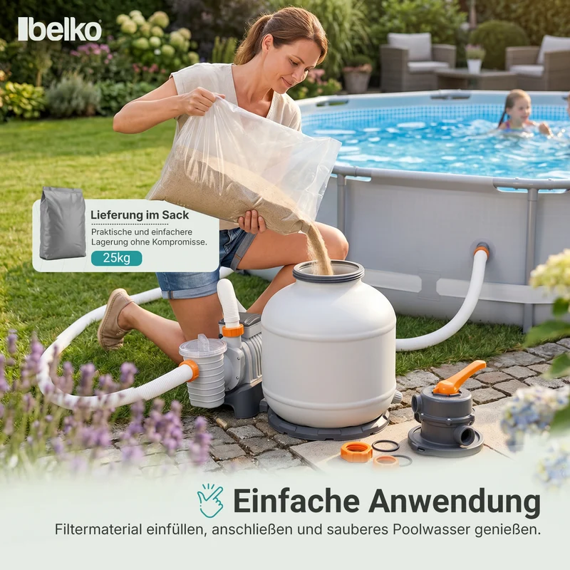Belko® Filterkies Filtersand DIN 12904 - 0,4-0,8mm, 25 kg Sack