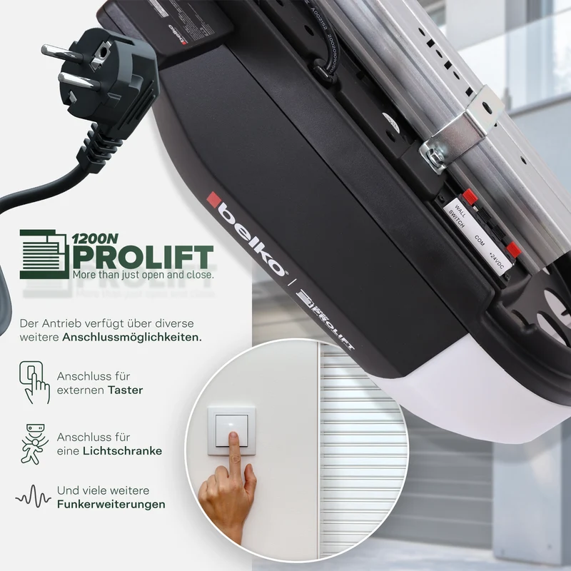 Belko® Garagentorantrieb ProLift 1200 N mit WiFi | für Schwing- & Sektionaltore bis 17 m² | LED & 2 Fernbedienungen