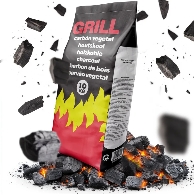 Flammingo® Grillkohle – 100% Natur-Holzkohle aus Hartholz – extra grob – lange Brenndauer – ideal für BBQ, Smoker & Grill