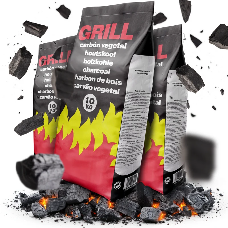 Flammingo® Grillkohle – 100% Natur-Holzkohle aus Hartholz – extra grob – lange Brenndauer – ideal für BBQ, Smoker & Grill