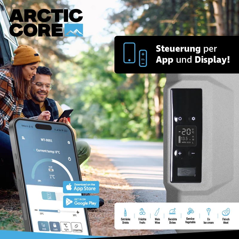 Belko® ArcticCore Kompressor Kühlbox – elektrisch kühlen & gefrieren – 30L / 50L – 12/24V & 100–240V – tragbare Auto & Camping Kühltruhe – grau