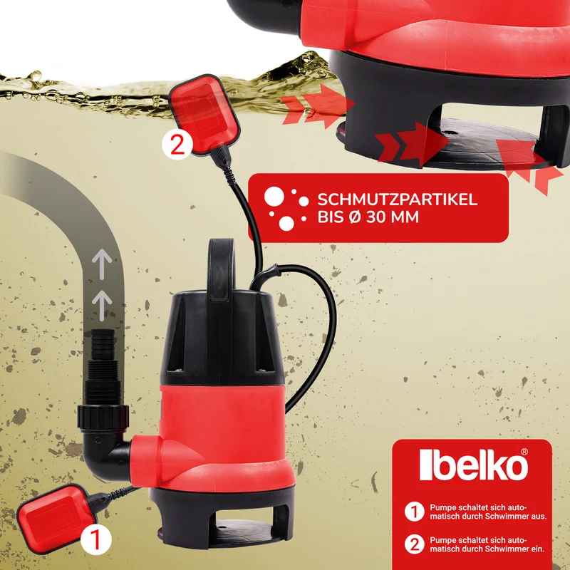 Belko® Schmutzwasserpumpe, 400W, 8000 l/h, 5m