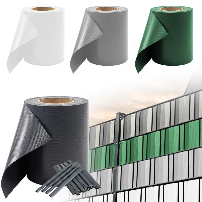 Fepro® PVC Sichtschutzstreifen für Doppelstabmattenzaun, inkl. Befestigungsclips (Farben & Längen wählbar)