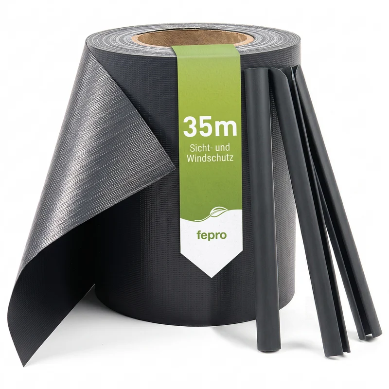 Fepro® PVC Sichtschutzstreifen für Doppelstabmattenzaun, inkl. Befestigungsclips (Farben & Längen wählbar)