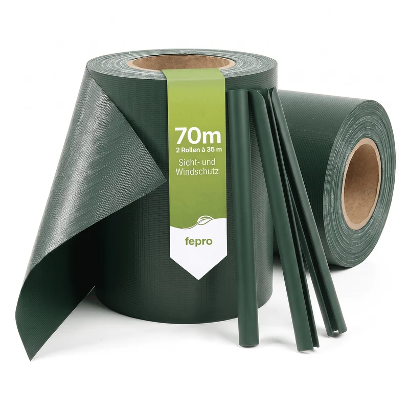 Fepro® PVC Sichtschutzstreifen für Doppelstabmattenzaun, inkl. Befestigungsclips (Farben & Längen wählbar)