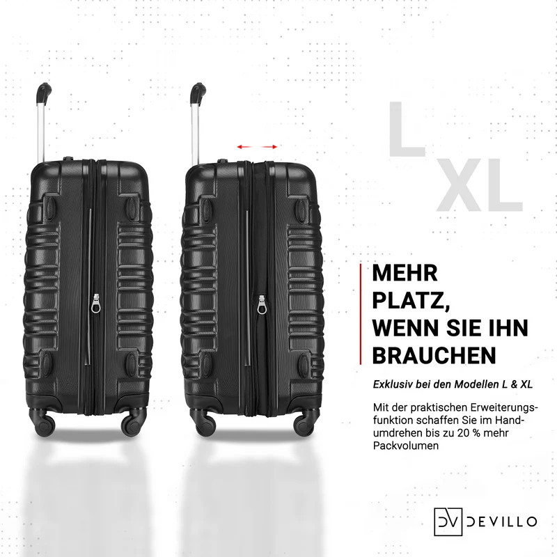 Devillo® Kofferset 4tlg. S-M-L-XL - Reisekofferset