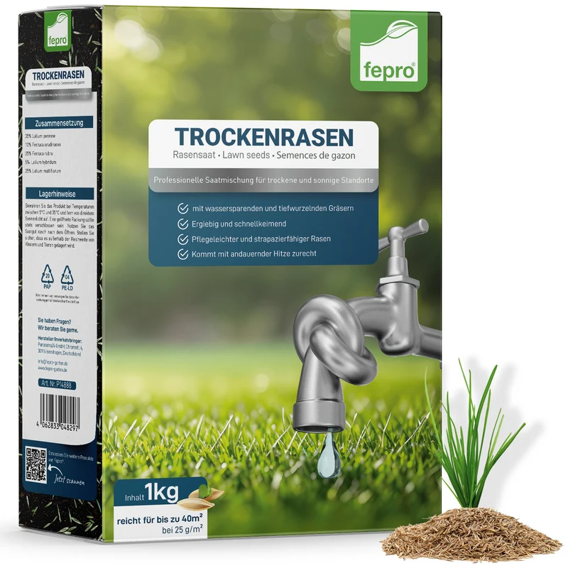 Fepro® Rasenmix Premium Select Mischung und dürreresistenter Trockenrasen für ca. 40 - 800 m²