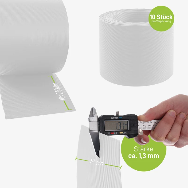 Fepro® Sichtschutzstreifen Weiß RAL9010 10x 2,525m