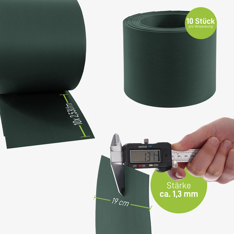 Fepro® Sichtschutzstreifen Grün RAL6005 10x 2,525m