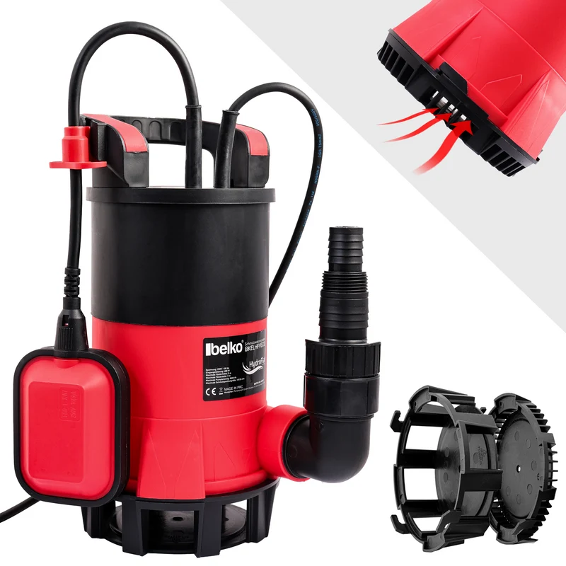 Belko® HydroFlat Vario Schmutzwasserpumpen – Pro 850W & Eco 400W, Flachsaugend bis 1 mm, Vielseitige 3-in-1 Aufsätze, Perfekt für Keller, Pool, Garten & Baustelle