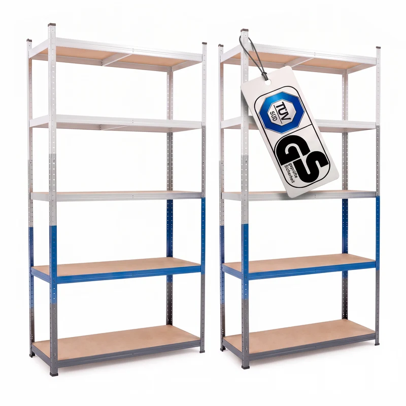 Belko® Schwerlastregal C114 Doppelpack, 180x90x40 cm, 5 Böden, 175kg Tragkraft pro Boden, (Farbe wählbar) - Lagerregal, Steckregal
