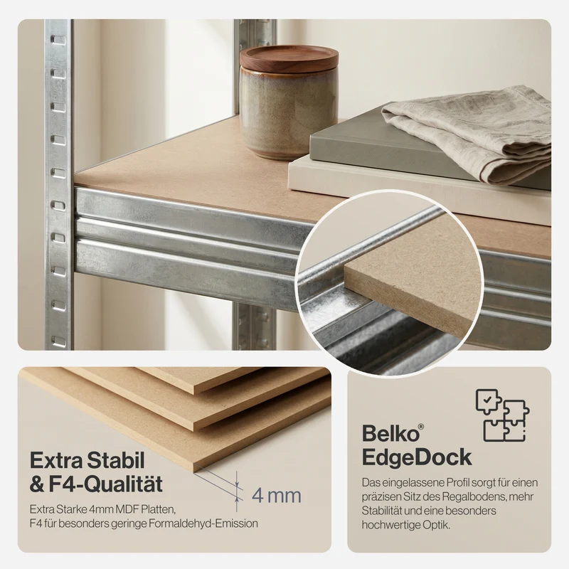 Belko® Schwerlastregal C114 Doppelpack, 180x90x40 cm, 5 Böden, 175kg Tragkraft pro Boden, (Farbe wählbar) - Lagerregal, Steckregal