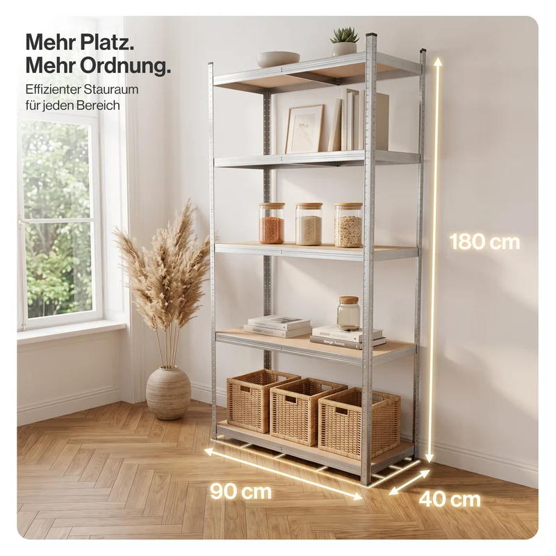 Belko® Schwerlastregal C114 Doppelpack, 180x90x40 cm, 5 Böden, 175kg Tragkraft pro Boden, (Farbe wählbar) - Lagerregal, Steckregal
