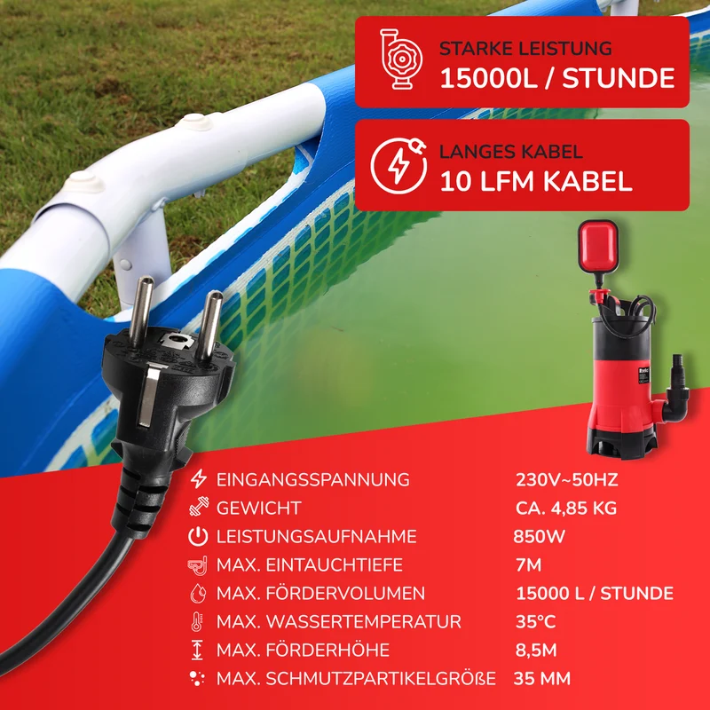 Belko® Schmutzwasserpumpe 850W 15000 l/h Tauchpumpe