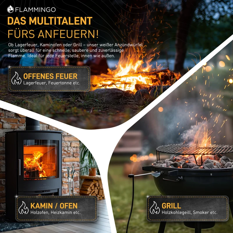 Flammingo® Anzündwürfel auf Kerosinbasis, weiß Einzelpakete (Menge wählbar)