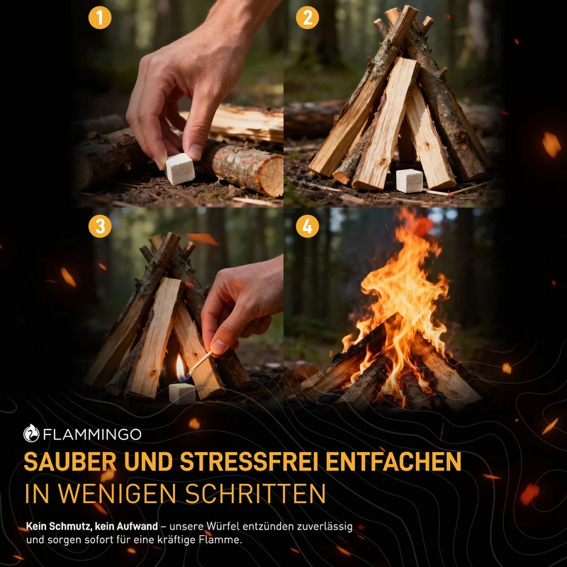 Flammingo® Anzündwürfel auf Kerosinbasis, weiß Einzelpakete (Menge wählbar)