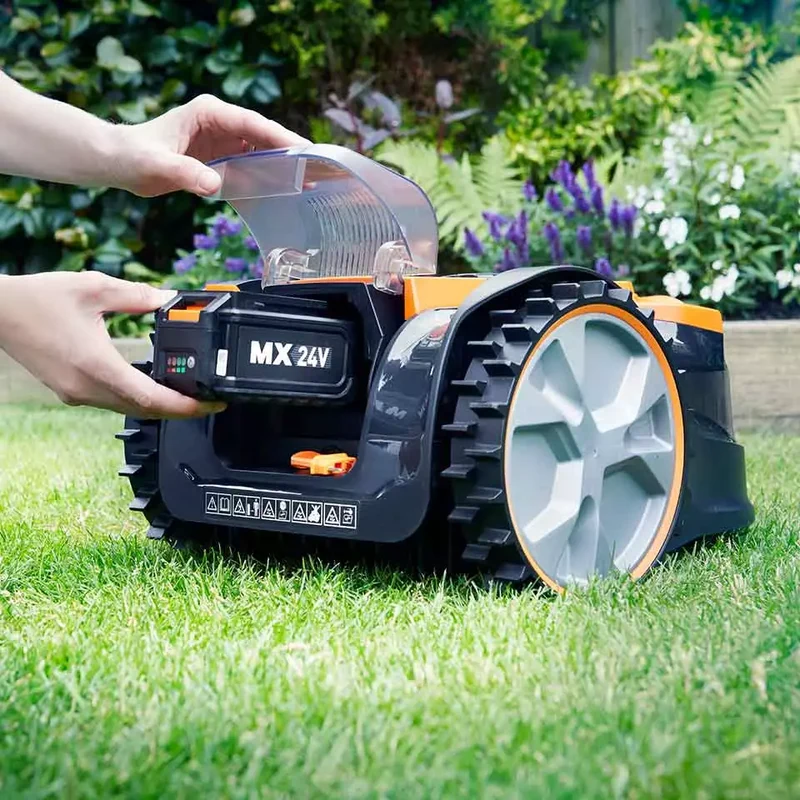 LawnMaster OcuMow® DM16-300 | MX 24V Drop and Mow Robotic Lawnmower and Cordless Grass Trimmer Set