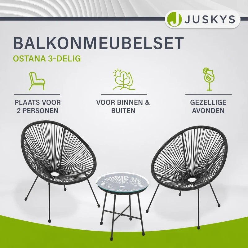 Balkonmöbel Set Ostana 3-teilig
