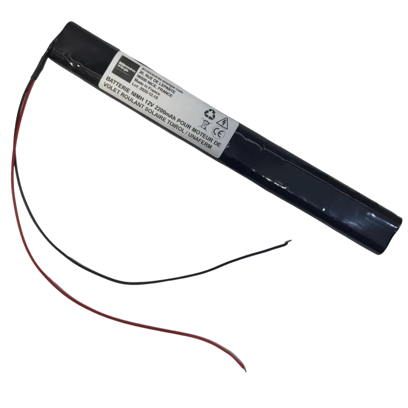 Batterie NiMH 12V 2200mAh pour moteur de volet roulant solaire TOIROL / UNAFERM – Sans connecteur