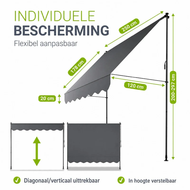 Klemmmarkise Kapstadt mit Handkurbel