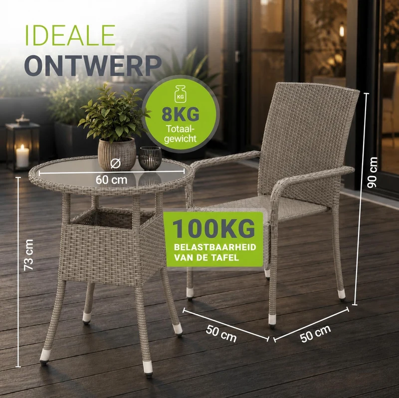 Runder Polyrattan Gartentisch Yoro
