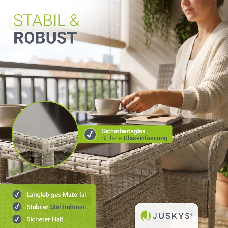 Eckiger Polyrattan Gartentisch Yoro