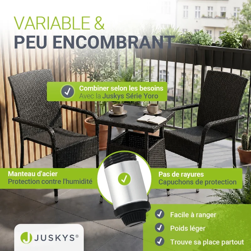 Eckiger Polyrattan Gartentisch Yoro