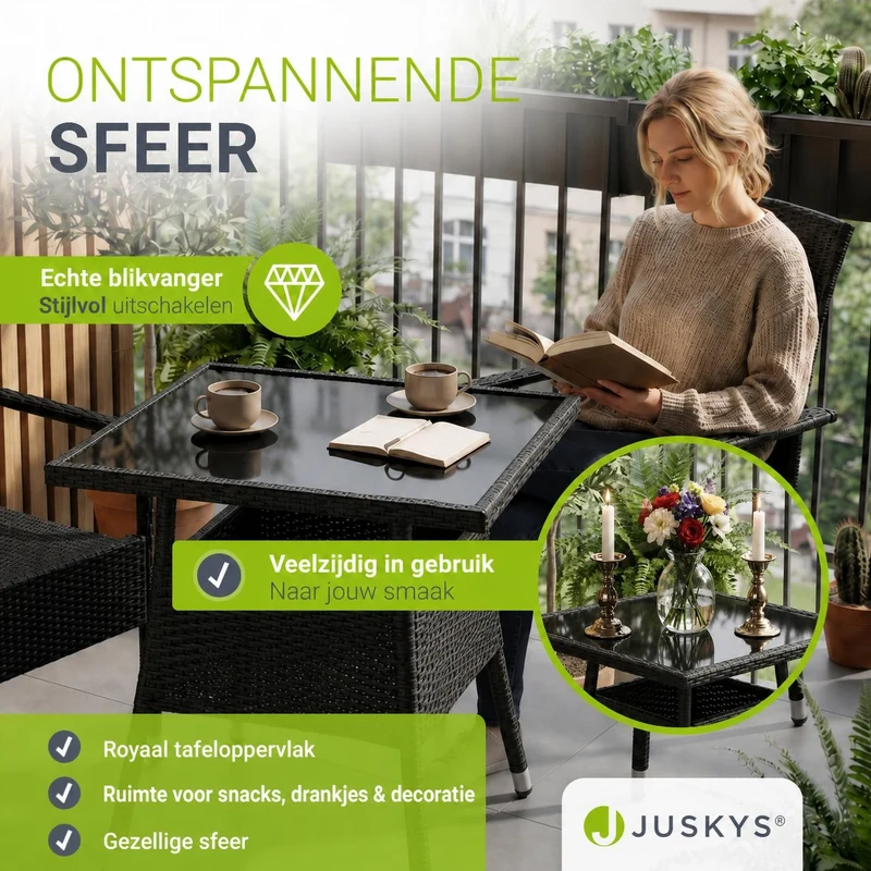 Eckiger Polyrattan Gartentisch Yoro