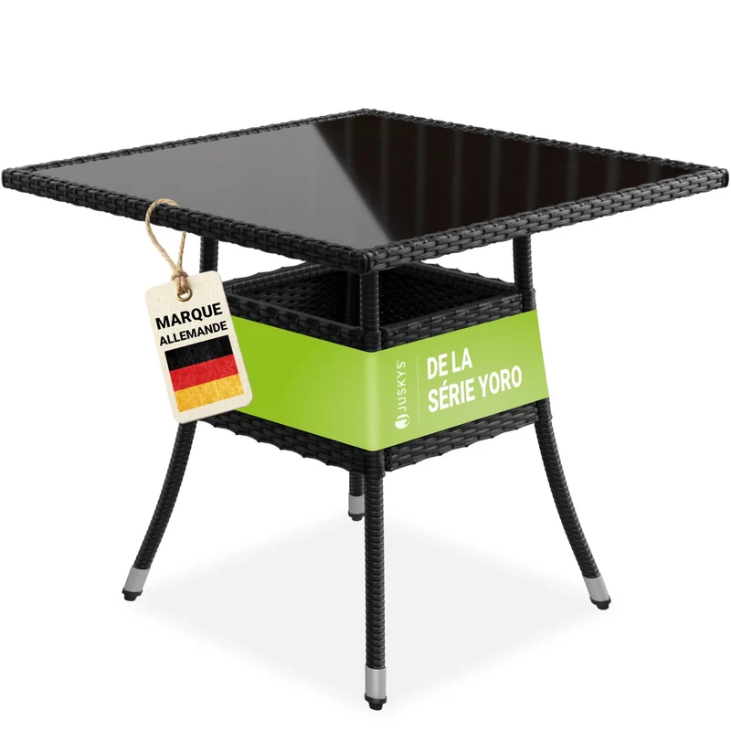 Eckiger Polyrattan Gartentisch Yoro