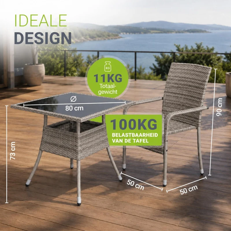 Eckiger Polyrattan Gartentisch Yoro