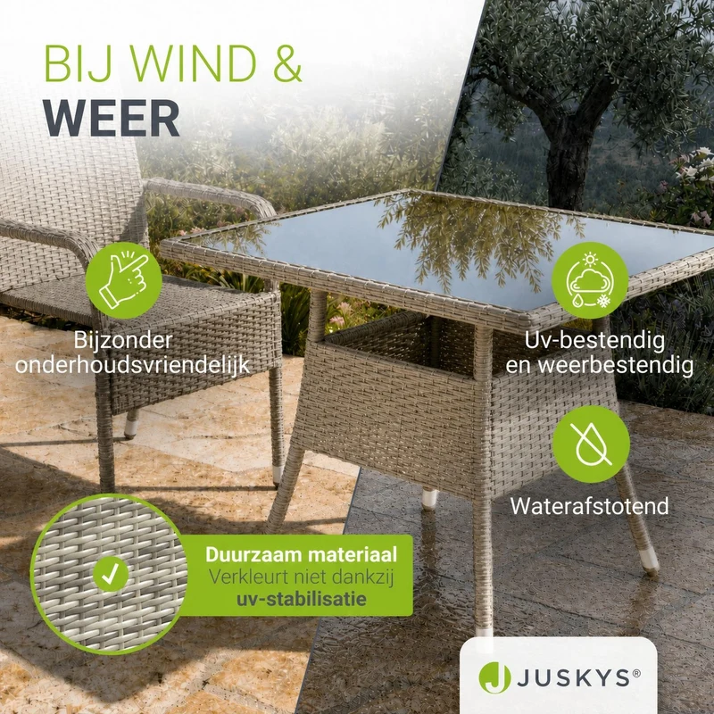 Eckiger Polyrattan Gartentisch Yoro
