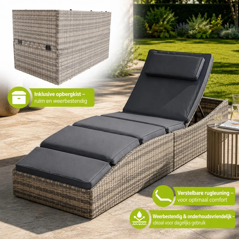 Faltbare Polyrattan Sonnenliege Lamia