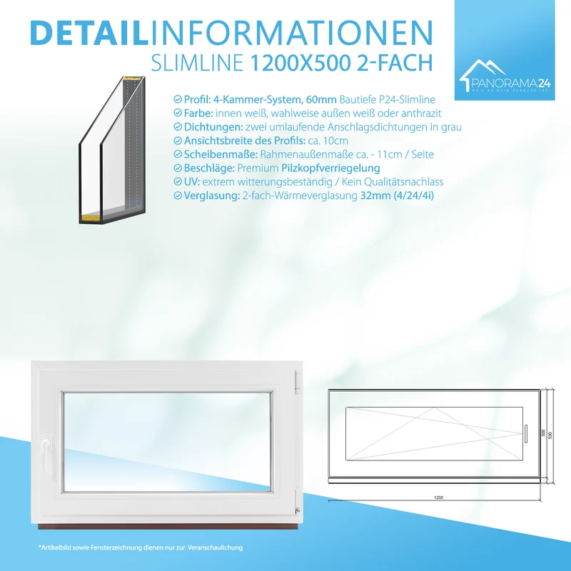 P24® Kellerfenster Kunststofffenster 2-fach 60mm Slimline, weiß