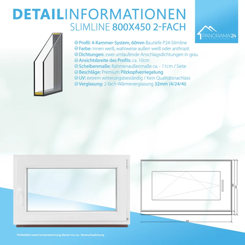 P24® Kellerfenster Kunststofffenster 2-fach 60mm Slimline, weiß