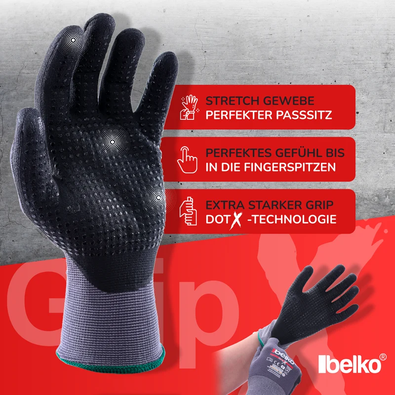 Belko® GripX Arbeitshandschuhe (Menge & Größen Wählbar)
