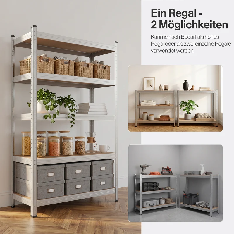 Belko® Schwerlastregal C112, 150x75x30 cm, 4 Böden, 125kg Tragkraft pro Boden, verzinkt - Lagerregal, Steckregal