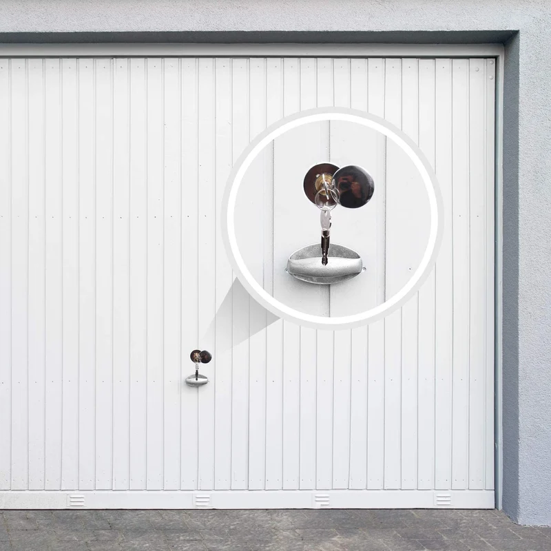 Belko® Garagentorantrieb Notentriegelung inkl. Schloss, für Garagentore ohne separaten Eingang, macht öffnen von außen möglich, 1,9m Stahlseil, inkl. 2 Schlüssel, BKEL-ELOCK