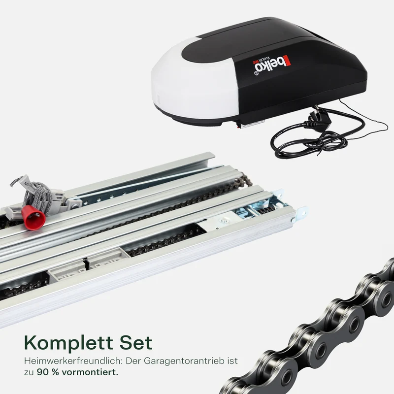 Belko® Garagentorantrieb EcoLift 800 für Schwing- & Roll-Tore bis 12m², inkl. 2 Fernbedienungen 433 Mhz, Kraft 800 N, Notentriegelung, Softstart-/Softstopp-Automatik, LED, Zyklenalarm uvm.