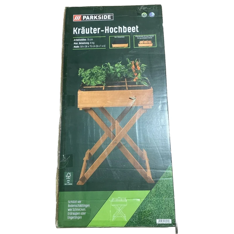Parkside Kräuter Hochbeet Holz Pflanzkasten Blumen modern Balkon Vertikalbeet