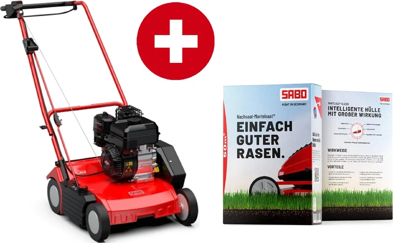 Sabo Benzin-Vertikutierer 38-BV - Bundle - inkl. Premium Rasensaat für 100qm