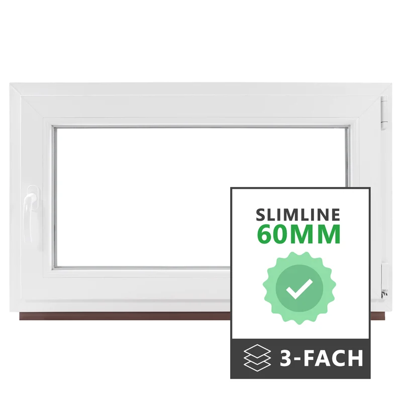 P24® Kellerfenster Kunststofffenster 3-fach 60mm Slimline, weiß