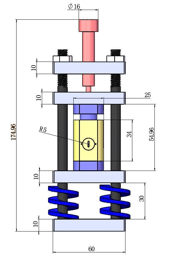 Einzelbolzen-Raman-Testzelle für Festkörperbatterien, Modell GT17