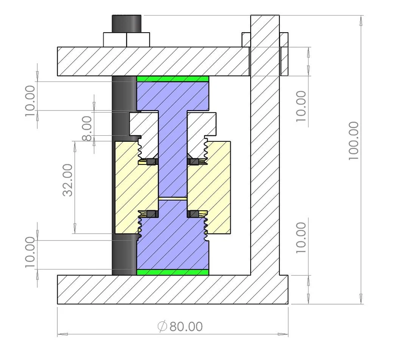 Standard-Druckprüfvorrichtung und Testzellensatz für Festkörperbatterien, Modell GT02 TC