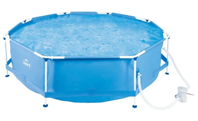 CRIVIT Pool Metal Frame Ø 300 x 76 cm Gartenpool max. 4383 Liter mit Filterpumpe