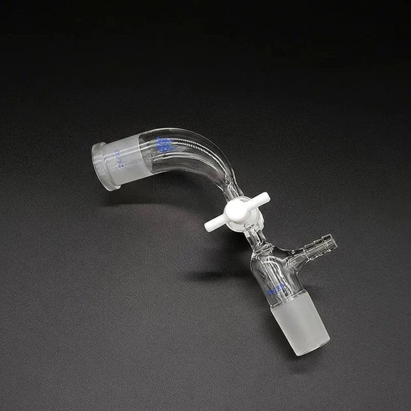 105°-Durchflussregleradapter mit PTFE-Absperrhahn und Schlauchanschluss