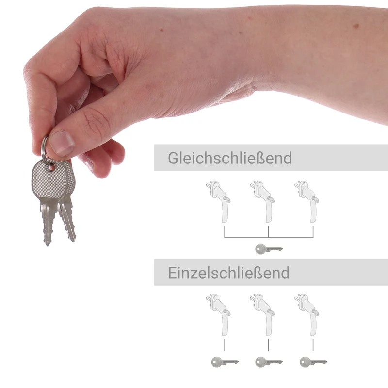 P24® Abschließbare Fenstergriffe weiß, Einzelschließend - Kindersicherung Fenstersicherung mit Schloss in Stiftlänge 35mm - Fensterschloss RAL 9016
