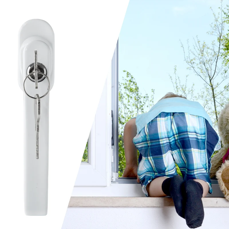 P24® Abschließbare Fenstergriffe weiß, Einzelschließend - Kindersicherung Fenstersicherung mit Schloss in Stiftlänge 35mm - Fensterschloss RAL 9016