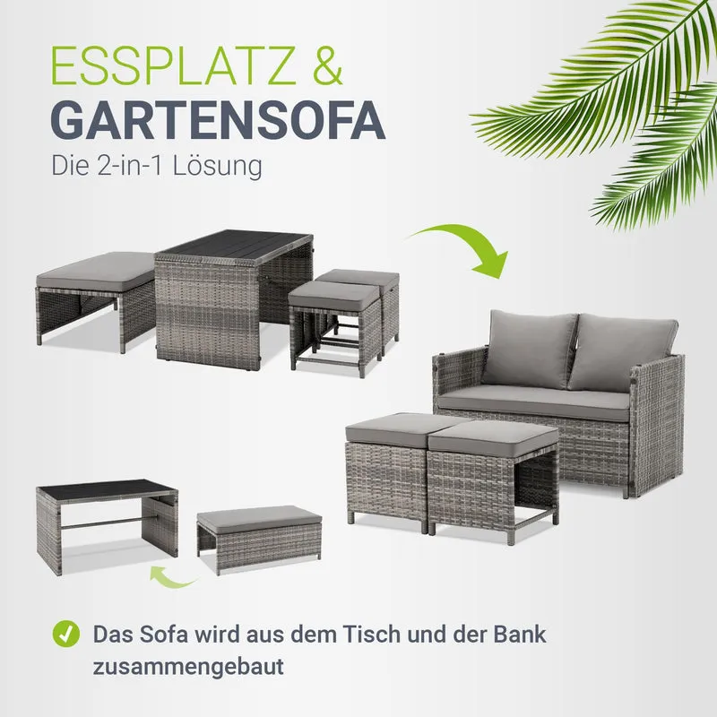 2in1 Polyrattan Gartenmöbel Jamaika