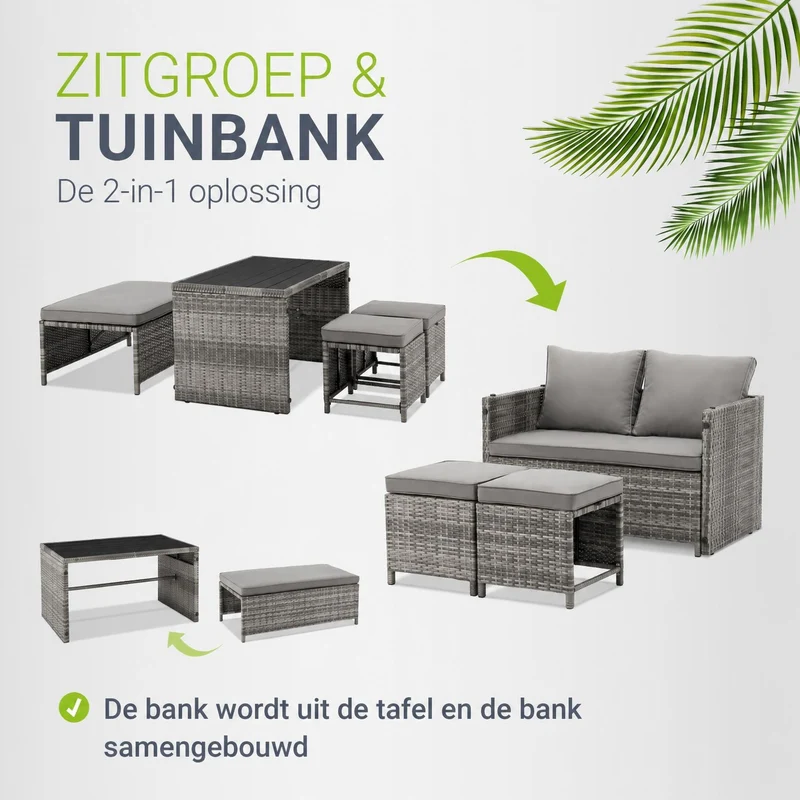2in1 Polyrattan Gartenmöbel Jamaika